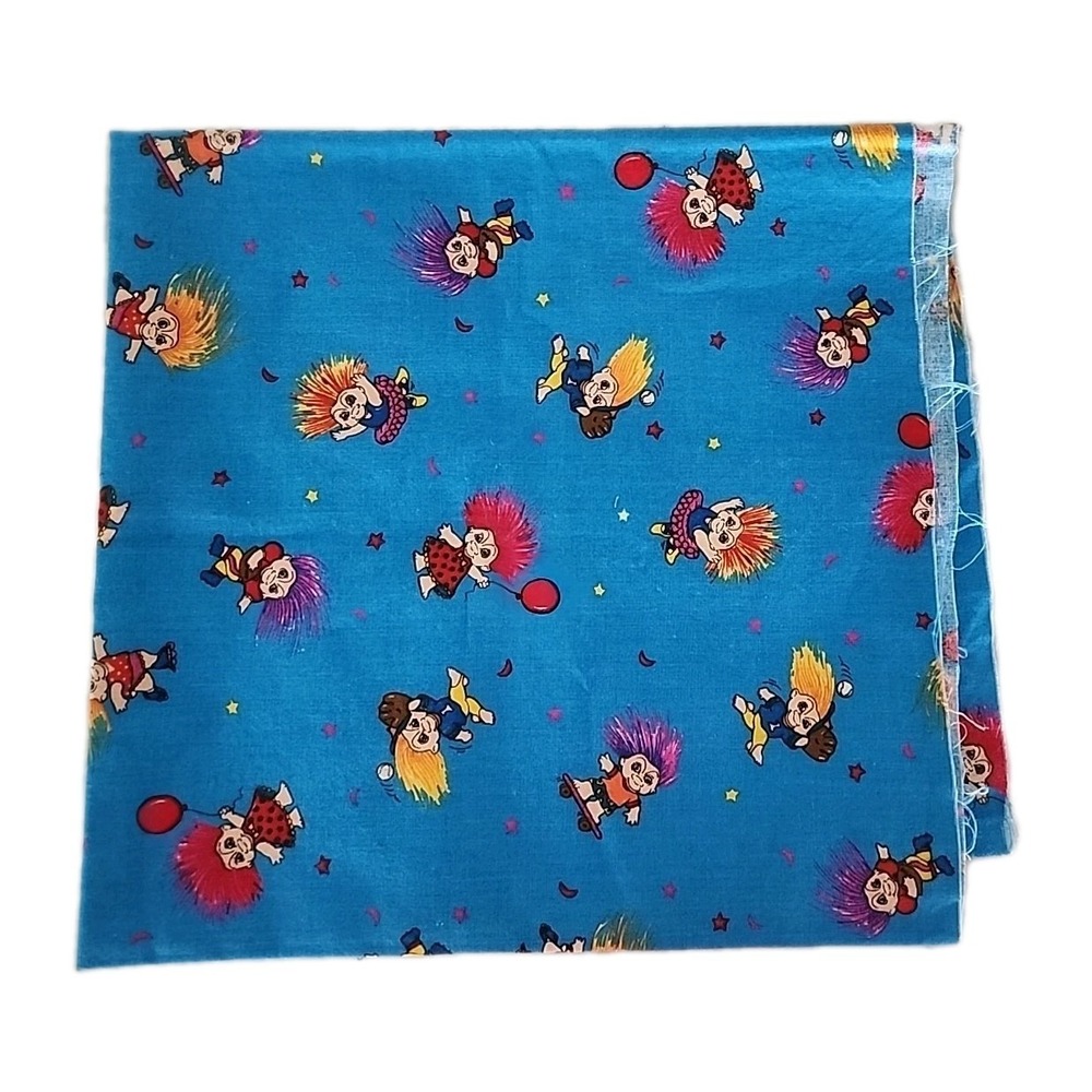 Vintage Trolls BLUE Cotton Fabric 44"x22" Marcus Bros Sports Activities